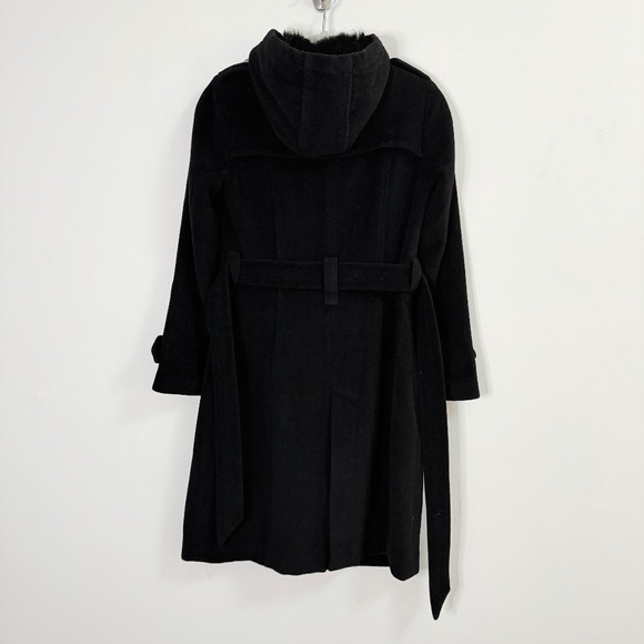 Ochirly Wool & Silk Blend Coat with Rabbit Fur Lined Hood – Size Extra-Small - Picture 5 of 14